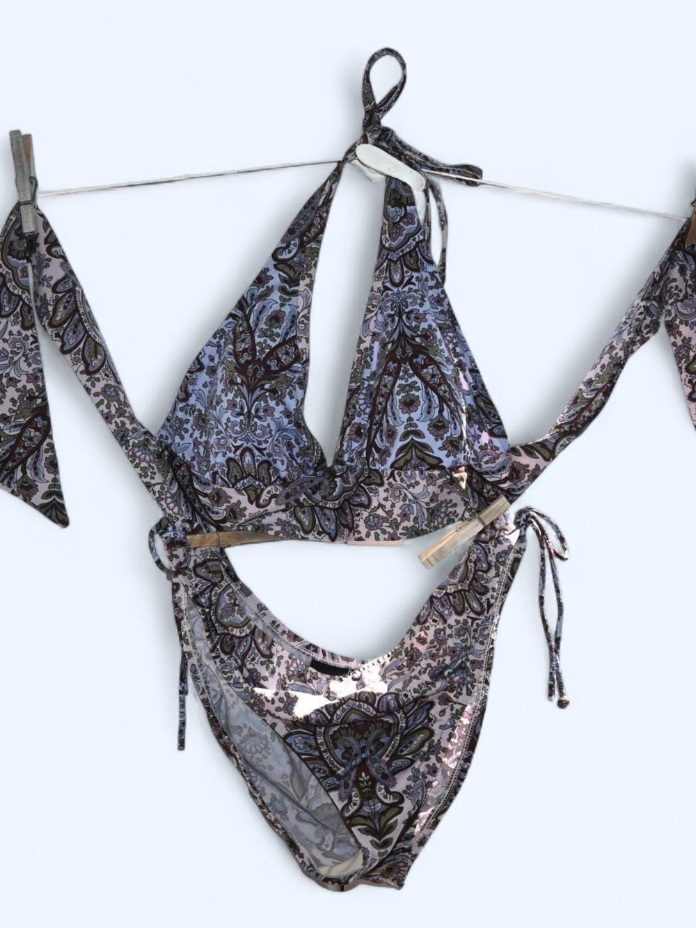 mossimo y2k bikini halter purple paisley